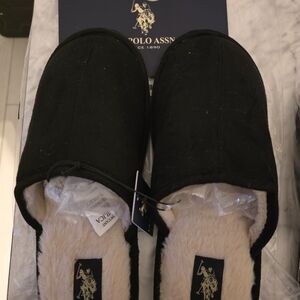 U.S. Polo Assn. Black Slippers